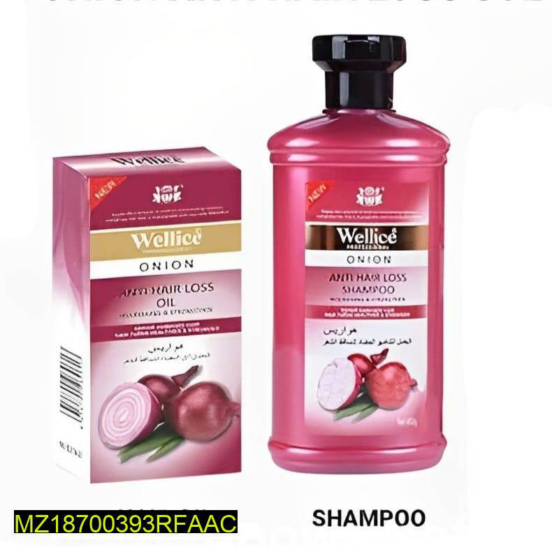 Wellice Onion Shampoo & Oil Set for Hair Loss Prevention