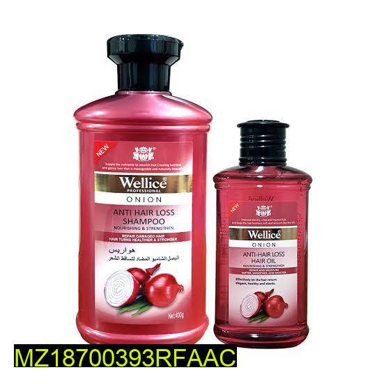 Wellice Onion Shampoo & Oil Set for Hair Loss Prevention