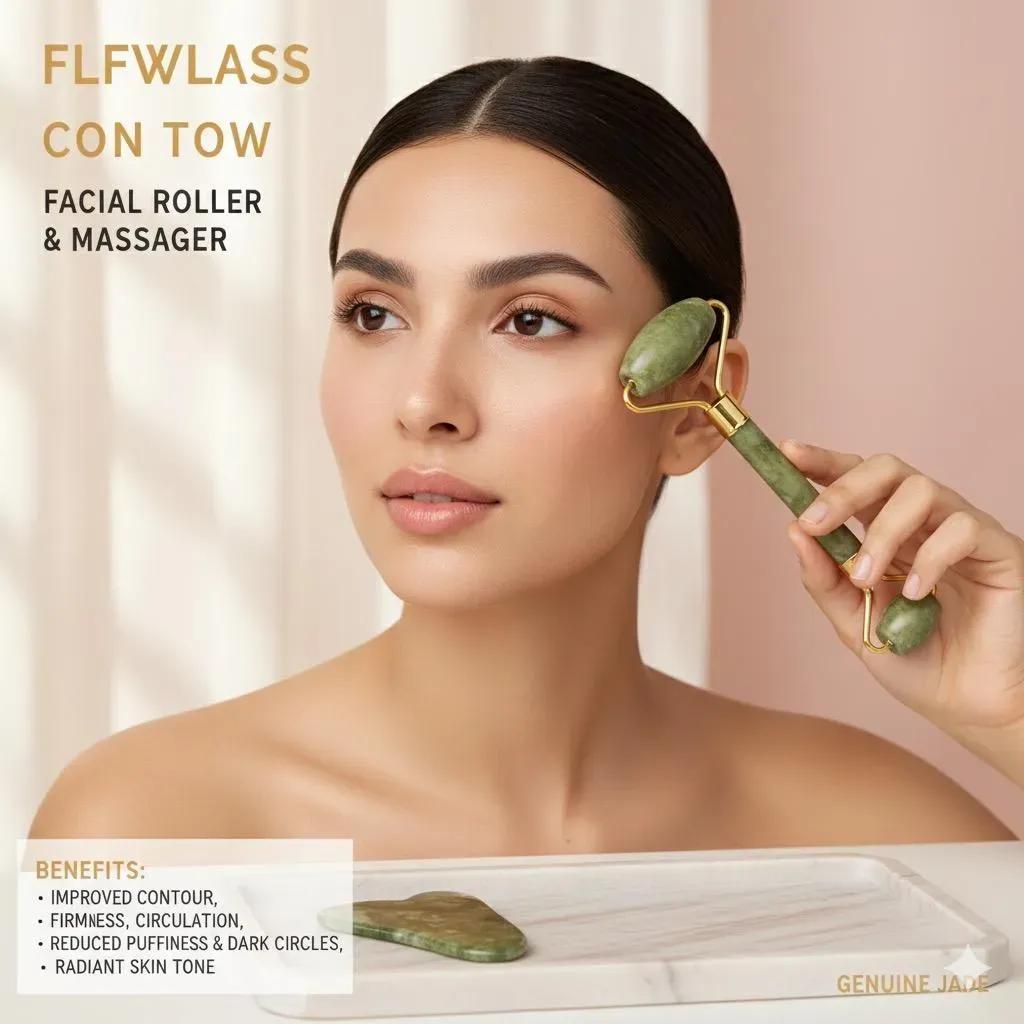 Jade Roller & Gua Sha Set Green All Skin Types